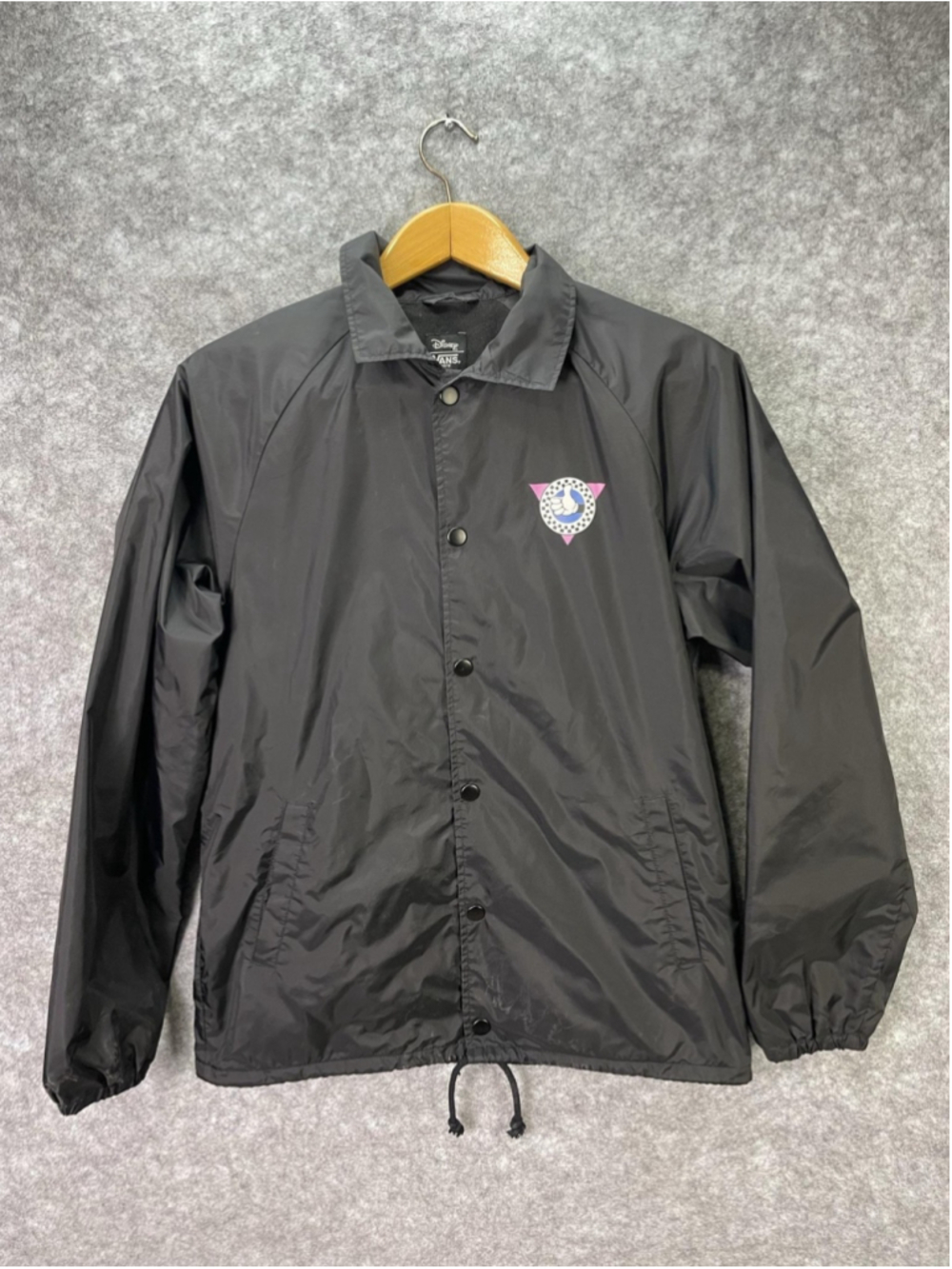 Vans Jacket Mens Medium Black Disney Mickey Fleece Lined Coach Windbreaker